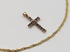 10k Yellow Gold Blue Tanzanite Diamond Cross Pendant Crucifix Gold Pendant Neckl
