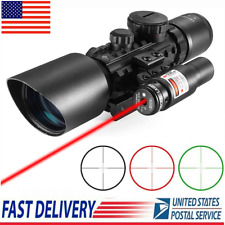 Tactical 3-10x42E Optics Reflex Sight Riflescope Picatinny Red Green Dot + Laser