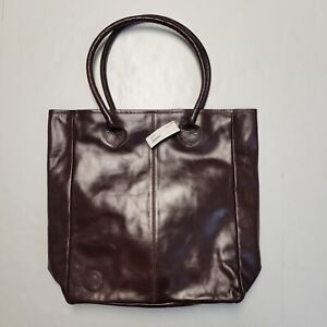 $295 New URBAN TRAVELWARE Brown Leather Glossy Finish Tote Bag NWT Men's
