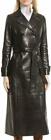 URBAN Women's Pure Genuine Lambskin Leather Belted Classy Style Long Trench Coat