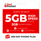 $15/Mo Red Pocket Prepaid Plan: UnImtd Everything, GSMA 5GB(GSMT & CDMA 3GB)
