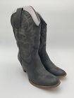 VERY VOLATILE WOMENS DENVER COWGIRL WESTERN BOOT BLACK 7.5 MID CALF 3.5