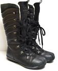 Helly Hansen Winter Snow Boots Womens 6.5 Tall Black Waterproof Leather Fleece