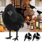 Halloween Crow Decor Realistic Handmade Black Feathered Crow 2022