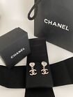 Chanel Crystal Heart Dangle Drop Earrings