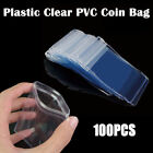 100PCS Plastic Clear PVC Coin Bag Case Wallets Storage Cover Envelopes 70x50mm