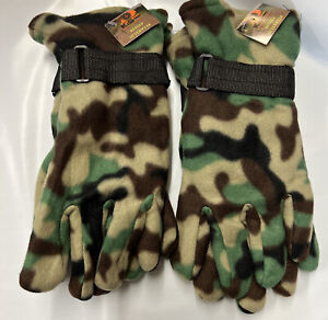 2 pair Men's Camo Winter Fleece Gloves camouflage   New with Tags