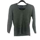 Magaschoni 100% Cashmere Olive Green V Neck Sweater Womens Small