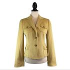 AKRIS Punto Wool Jacket Blazer Yellow Military Style, Size US 6