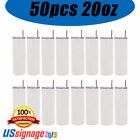 50PACK 20OZ Sublimation Transfer Tumblers Insulated Vacuum Cups With Lid Straw