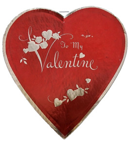 Vintage Valentines Red Foil Heart Candy Box 