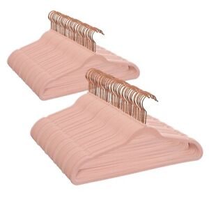 Non-Slip Velvet Clothing Hangers, 100 Pack, Pink, Space Saving