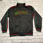 Mexico Windbreaker Jacket Mens 2XL Black Red/Green Vintage Embroidered Zip Flag