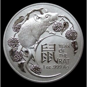 2020 Silver Lunar Rat Mouse Royal Australian Mint RAM 1 oz Coin in Capsule
