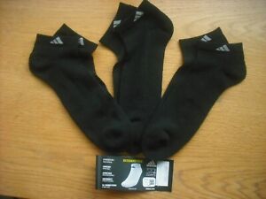 Mens NWT Adidas Low-Cut Socks 3prs BIG & TALL Black Cushioned SOFT Sz:XL (12-15)
