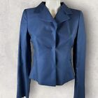 Akris Jacket Women's 6 Blue Cashmere Silk Hidden Snap Button Front  R2