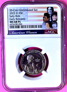 2022 D NGC MS 68 PL *SALLY RIDE* AMERICAN WOMEN QUARTER! EARLY RELEASES!