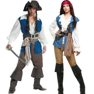 Women Man Captain Pirate Costume Adult Pirates Of The Caribbean Masquerade Stage
