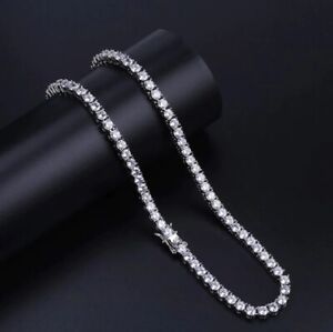 MOISSANITE Real 925 Sterling Silver Tennis Chain Premium Necklace Passes Tester