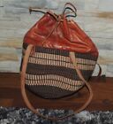 Vintage African Sisal And Leather Woven Hobo Market Bag 15