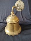 Ornate Antique Victorian Large Solid Brass Dinner ~ Ships Bracket Wall Bell