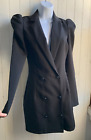 Pretty Little Thing Black Double Breasted Puff Sleeve Blazer Dress - Size Small