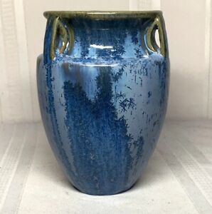 New ListingFULPER POTTERY, BLUE CRYSTALLINE BULLET VASE, LOTS OF CRYSTALS, EXTREMELY NICE~~