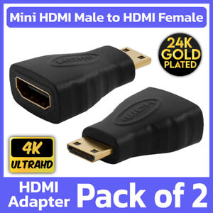 2 Pack Mini HDMI Adapter HDMI Female to Mini Male Type C Connector Converter