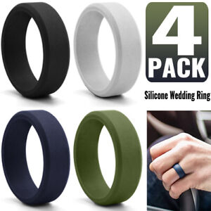 4 Pack Silicone Wedding Engagement Ring for Men Women Rubber Band Gym Sports US