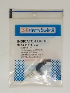 SELECTA Switch SL32115-4-BG. 14 Volt Red Flush. 5/16 Mounting. Indicator Light