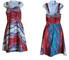 Sundress Size S/M Custom-Made Red & Blue Perles de Woodin African Cotton Fabric