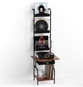 Record Player Stand with Vinyl Storage, Turntable Stand with Vinyl Record Holder