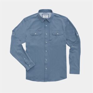 Poncho Button Down Shirt Men's Large Regular Fit In Slate Blue MSRP $90