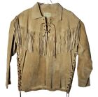 Scully Women XL Leather Fringe Western Cowgirl Pullover Jacket Satin Lined