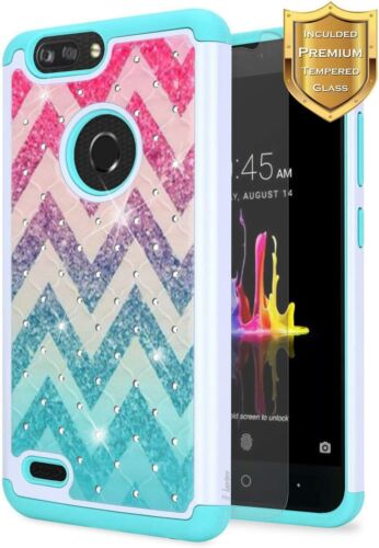 For ZTE Blade Z Max Case Bling Diamond Soft Rubber Phone Cover +Screen Protector