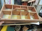 PRIMITIVE ANTIQUE VINTAGE WOOD TOTE BOX TOOL CADDY CUBBY 8 HOLE