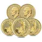 Lot of 5 - 2024 Great Britain 1/10 oz Gold Britannia Coin BU