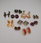 Vintage Clip On Earrings 10 Pair Costume jewelry resell wear craft LOT