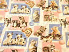Vtg Owen Kitty Cat Blanket 86 x 75 Full Twin Yarn Pink Blue White Brown Made USA