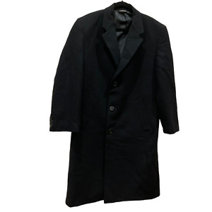 F.R. TRIPLER & CO Wool Overcoat Black Trench Single Breasted Coat Dress 42R new
