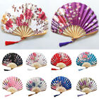 Folding Fan Chinese Style Silk Bamboo Hand Held Dance Fans Wedding Party Favors