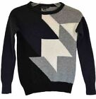 Ann Taylor XS Cashmere Wool Pullover Sweater Navy Geometric