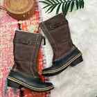 Sorel Neutral Brown Zip Up Tall Leather Winter Snow Boots 8