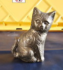 Solid Brass Sitting Cat Figurine Heavy 4.5