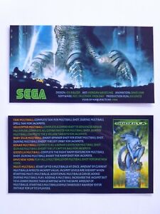 * * 'GODZILLA' Sega 1998 Custom Instruction/Apron Cards (New)