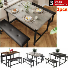 3Pcs Retro Dining Set w/Upholstered Chairs Kitchen Dining Table MDF SPACE-SAVING