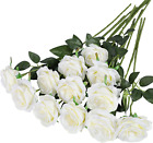 New Listing12PCS Artificial Silk Flowers Realistic Roses Bouquet Long Stem for Home Wedding
