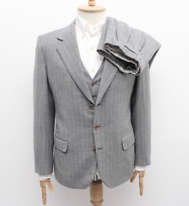 Men's BRIONI Traiano Wool Striped 3-Piece Suit Jacket Blazer Pants Vest 50 US40