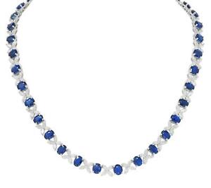 Contemporary 40.32 CTW Sapphire Diamond 18 Karat White Gold Floral Necklace