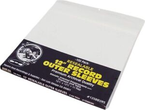 (100) 12” Vinyl Record Outer Sleeves – 2mil Thick RESEALABLE Archival Clear BOPP